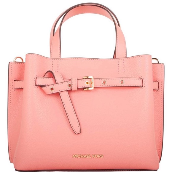 NWT Grapefruit Buckle Accent Michael Kors Leather Satchel - Picture 2 of 3